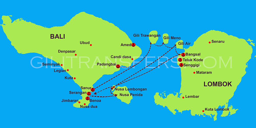 gili islands indonesia map Bali To Gili Meno gili islands indonesia map