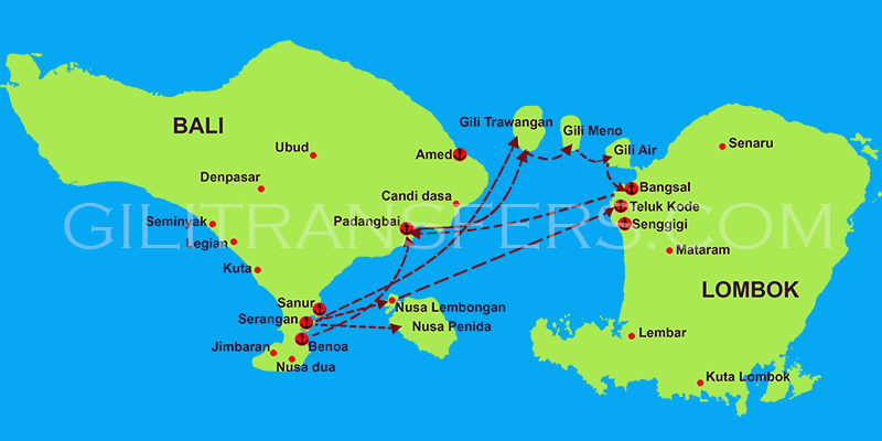 Map Of Bali And Gili Islands
